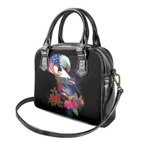 American Samoa and United States Together Shoulder Handbag National Flag with Eagle-Hibiscus and Rose