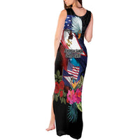 American Samoa and United States Together Tank Maxi Dress National Flag with Eagle-Hibiscus and Rose