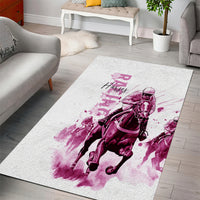Kentucky Horses Racing Area Rug Jockey Drawing Style Pink Out Color - Wonder Print Shop