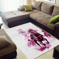 Kentucky Horses Racing Area Rug Jockey Drawing Style Pink Out Color - Wonder Print Shop