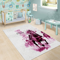 Kentucky Horses Racing Area Rug Jockey Drawing Style Pink Out Color - Wonder Print Shop