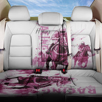 Kentucky Horses Racing Back Car Seat Cover Jockey Drawing Style Pink Out Color - Wonder Print Shop
