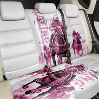 Kentucky Horses Racing Back Car Seat Cover Jockey Drawing Style Pink Out Color - Wonder Print Shop