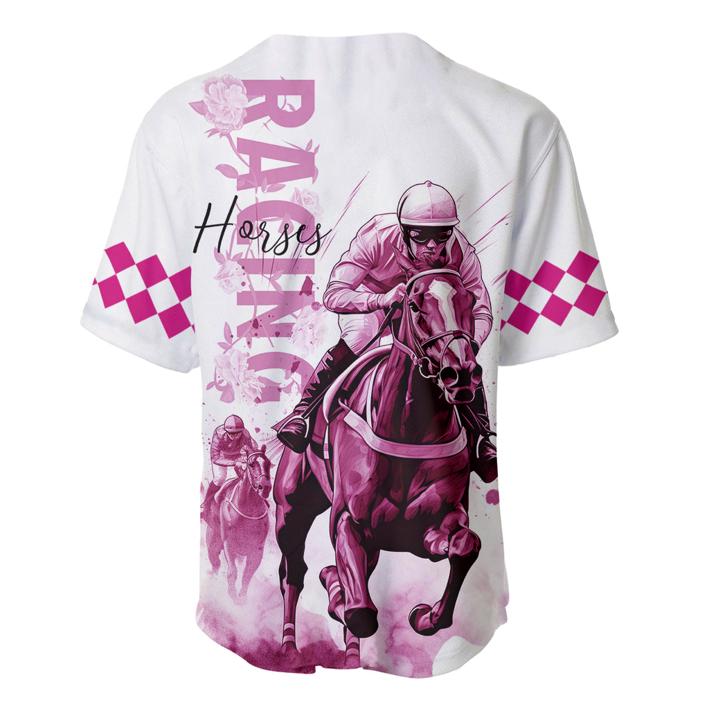 Kentucky Horses Racing Baseball Jersey Jockey Drawing Style Pink Out Color - Wonder Print Shop