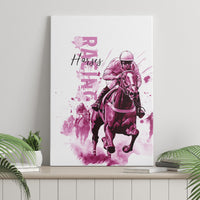 Kentucky Horses Racing Canvas Wall Art Jockey Drawing Style Pink Out Color - Wonder Print Shop
