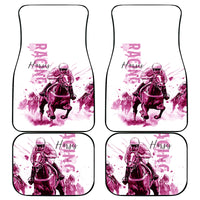 Kentucky Horses Racing Car Mats Jockey Drawing Style Pink Out Color - Wonder Print Shop