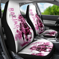 Kentucky Horses Racing Car Seat Cover Jockey Drawing Style Pink Out Color - Wonder Print Shop