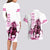 Kentucky Horses Racing Couples Matching Long Sleeve Bodycon Dress and Hawaiian Shirt Jockey Drawing Style Pink Out Color - Wonder Print Shop