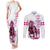 Kentucky Horses Racing Couples Matching Tank Maxi Dress and Long Sleeve Button Shirt Jockey Drawing Style Pink Out Color - Wonder Print Shop
