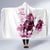 Kentucky Horses Racing Hooded Blanket Jockey Drawing Style Pink Out Color