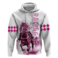 Kentucky Horses Racing Hoodie Jockey Drawing Style Pink Out Color - Wonder Print Shop