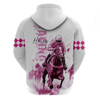 Kentucky Horses Racing Hoodie Jockey Drawing Style Pink Out Color - Wonder Print Shop