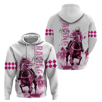 Kentucky Horses Racing Hoodie Jockey Drawing Style Pink Out Color - Wonder Print Shop
