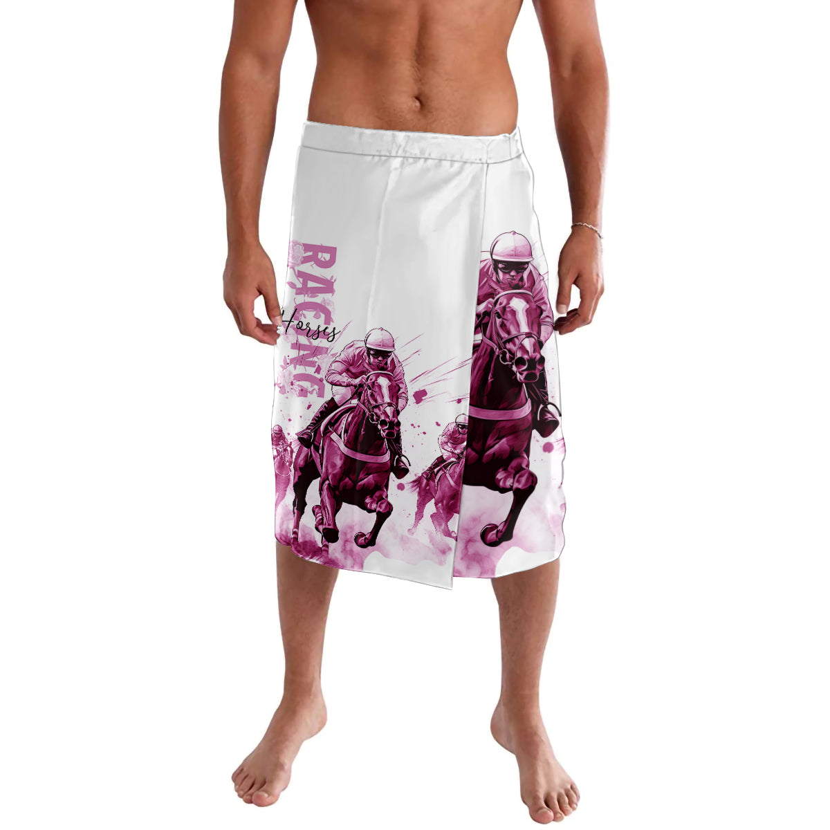 Kentucky Horses Racing Lavalava Jockey Drawing Style Pink Out Color - Wonder Print Shop