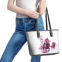 Kentucky Horses Racing Leather Tote Bag Jockey Drawing Style Pink Out Color - Wonder Print Shop