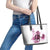 Kentucky Horses Racing Leather Tote Bag Jockey Drawing Style Pink Out Color - Wonder Print Shop