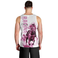 Kentucky Horses Racing Men Tank Top Jockey Drawing Style Pink Out Color - Wonder Print Shop
