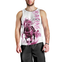 Kentucky Horses Racing Men Tank Top Jockey Drawing Style Pink Out Color - Wonder Print Shop