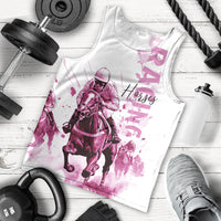 Kentucky Horses Racing Men Tank Top Jockey Drawing Style Pink Out Color - Wonder Print Shop