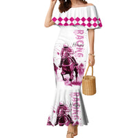 Kentucky Horses Racing Mermaid Dress Jockey Drawing Style Pink Out Color - Wonder Print Shop