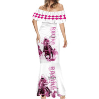 Kentucky Horses Racing Mermaid Dress Jockey Drawing Style Pink Out Color - Wonder Print Shop