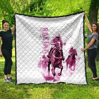 Kentucky Horses Racing Quilt Jockey Drawing Style Pink Out Color - Wonder Print Shop