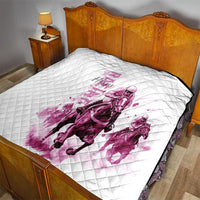 Kentucky Horses Racing Quilt Jockey Drawing Style Pink Out Color - Wonder Print Shop