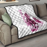 Kentucky Horses Racing Quilt Jockey Drawing Style Pink Out Color - Wonder Print Shop