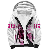 Kentucky Horses Racing Sherpa Hoodie Jockey Drawing Style Pink Out Color - Wonder Print Shop