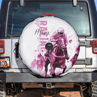 Kentucky Horses Racing Spare Tire Cover Jockey Drawing Style Pink Out Color - Wonder Print Shop