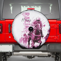 Kentucky Horses Racing Spare Tire Cover Jockey Drawing Style Pink Out Color - Wonder Print Shop