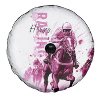 Kentucky Horses Racing Spare Tire Cover Jockey Drawing Style Pink Out Color - Wonder Print Shop