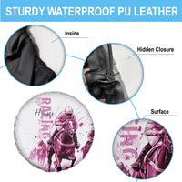 Kentucky Horses Racing Spare Tire Cover Jockey Drawing Style Pink Out Color - Wonder Print Shop