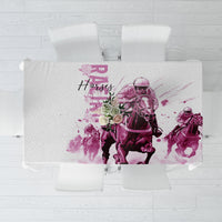 Kentucky Horses Racing Tablecloth Jockey Drawing Style Pink Out Color - Wonder Print Shop