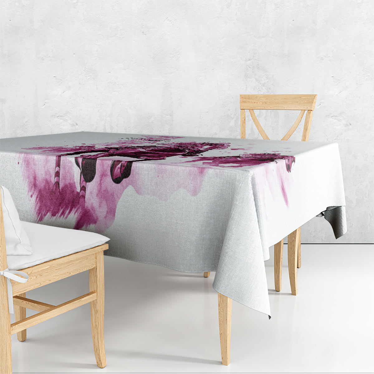 Kentucky Horses Racing Tablecloth Jockey Drawing Style Pink Out Color - Wonder Print Shop