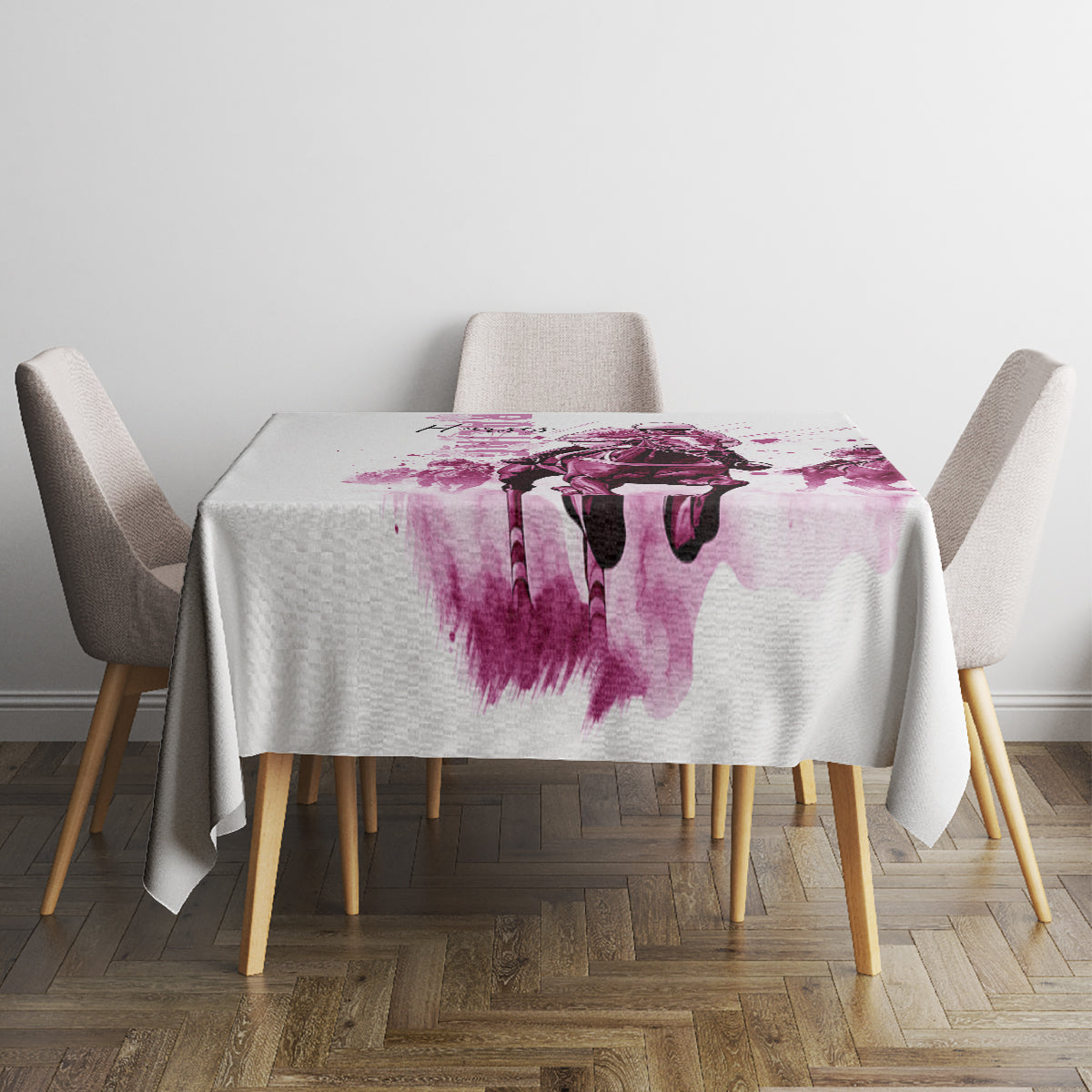 Kentucky Horses Racing Tablecloth Jockey Drawing Style Pink Out Color - Wonder Print Shop