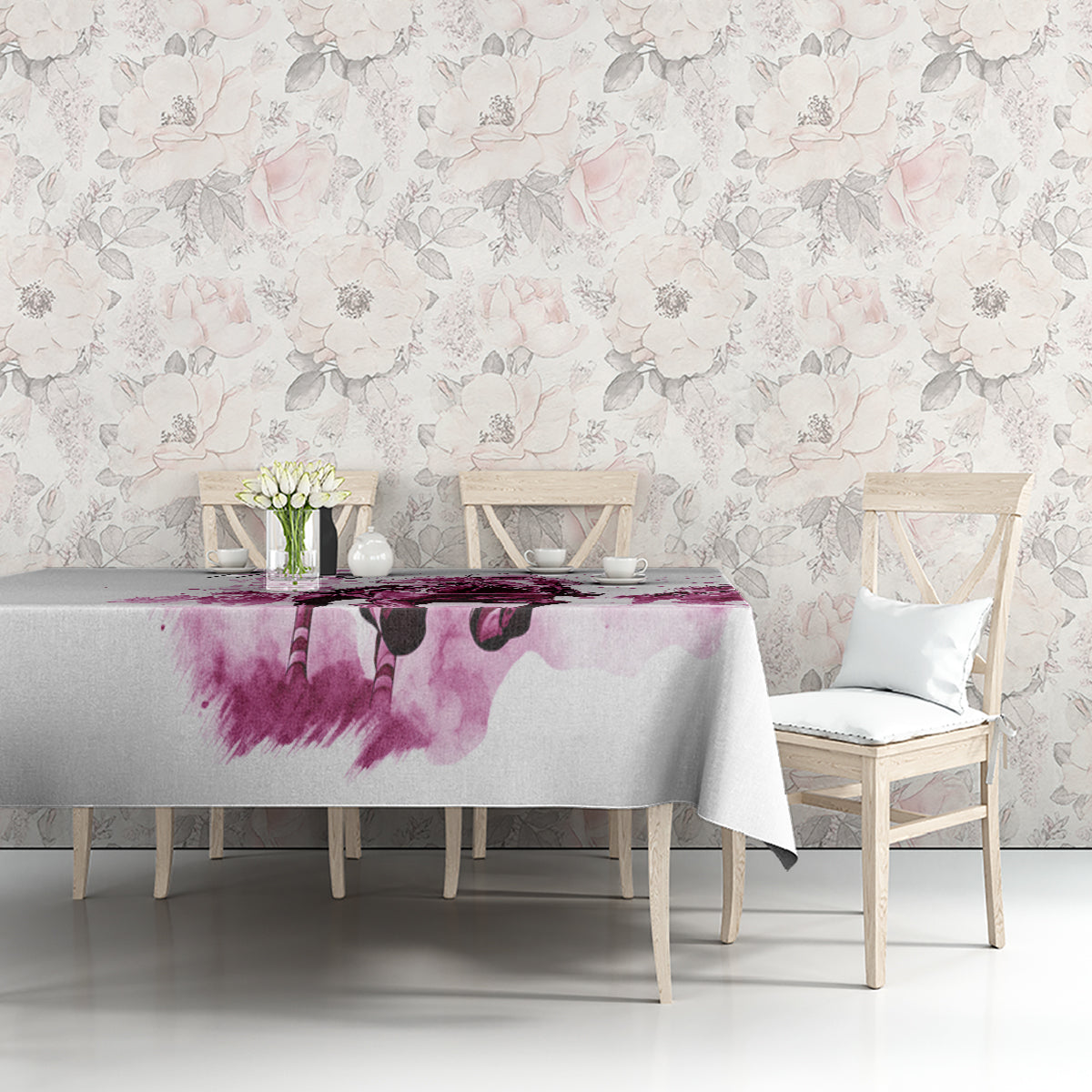 Kentucky Horses Racing Tablecloth Jockey Drawing Style Pink Out Color - Wonder Print Shop