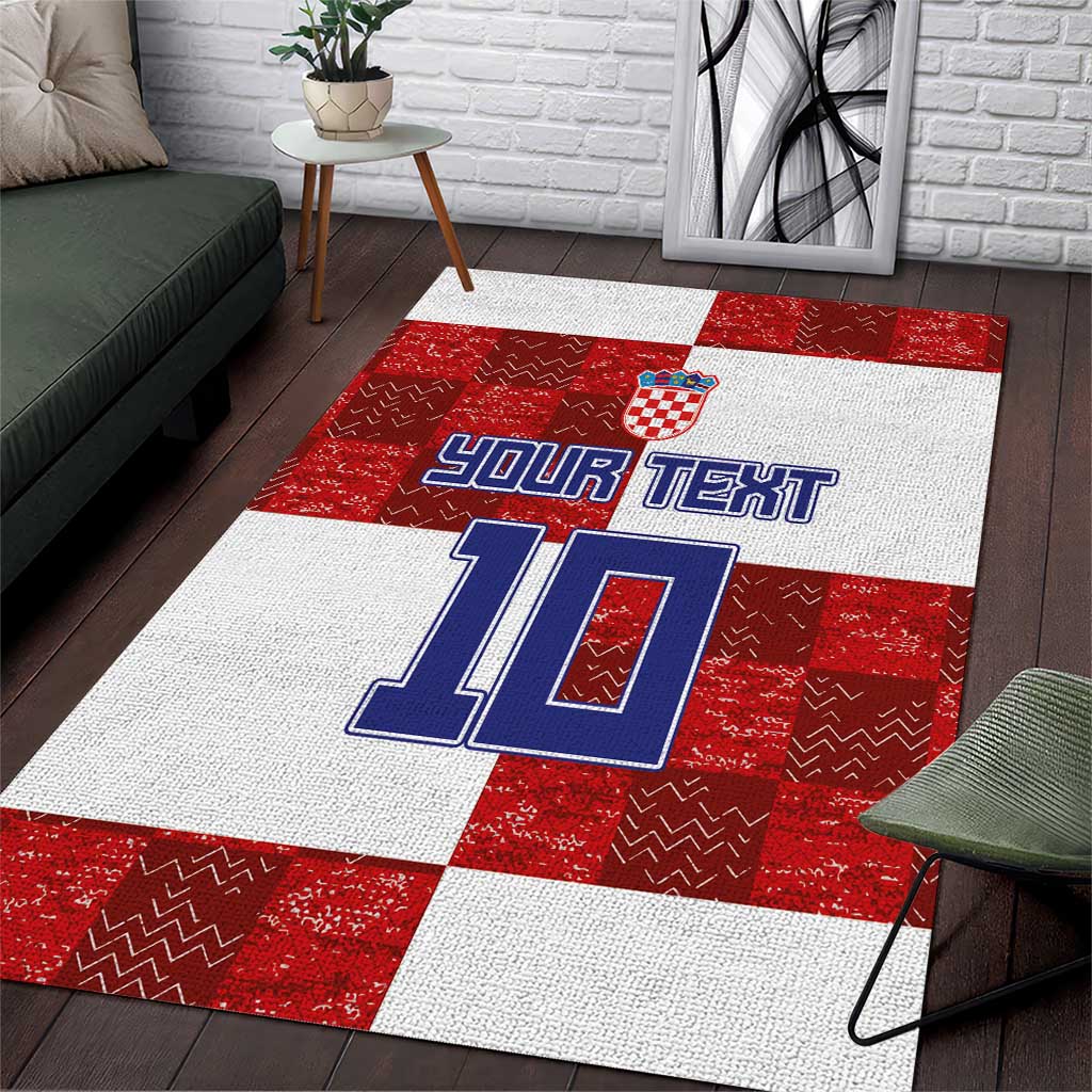 Custom Croatia Football Area Rug Checkered Ones Sport Grunge Style