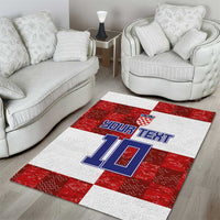 Custom Croatia Football Area Rug Checkered Ones Sport Grunge Style