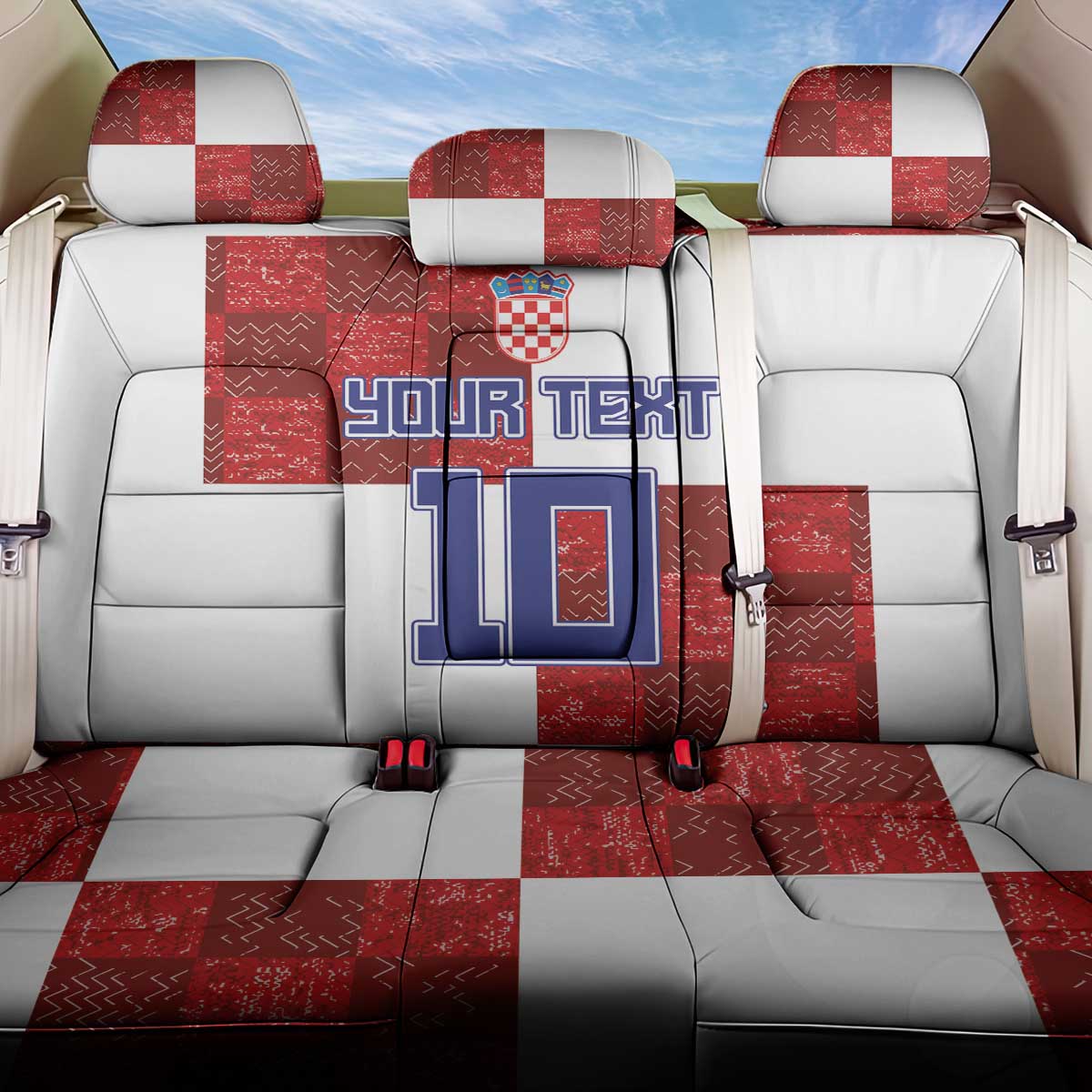 Custom Croatia Football Back Car Seat Cover Checkered Ones Sport Grunge Style