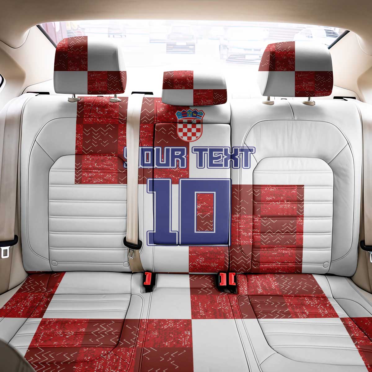 Custom Croatia Football Back Car Seat Cover Checkered Ones Sport Grunge Style