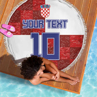 Custom Croatia Football Beach Blanket Checkered Ones Sport Grunge Style