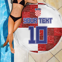 Custom Croatia Football Beach Blanket Checkered Ones Sport Grunge Style