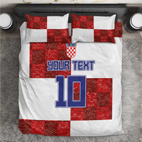 Custom Croatia Football Bedding Set Checkered Ones Sport Grunge Style