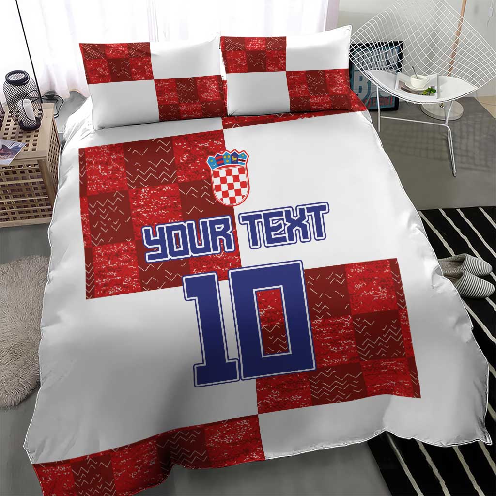 Custom Croatia Football Bedding Set Checkered Ones Sport Grunge Style