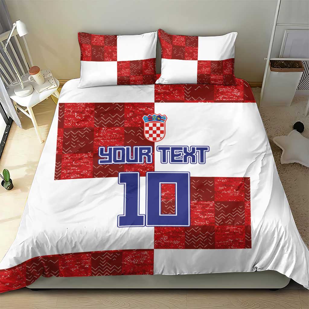 Custom Croatia Football Bedding Set Checkered Ones Sport Grunge Style