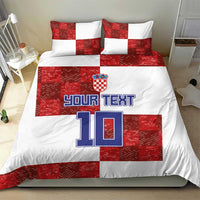 Custom Croatia Football Bedding Set Checkered Ones Sport Grunge Style