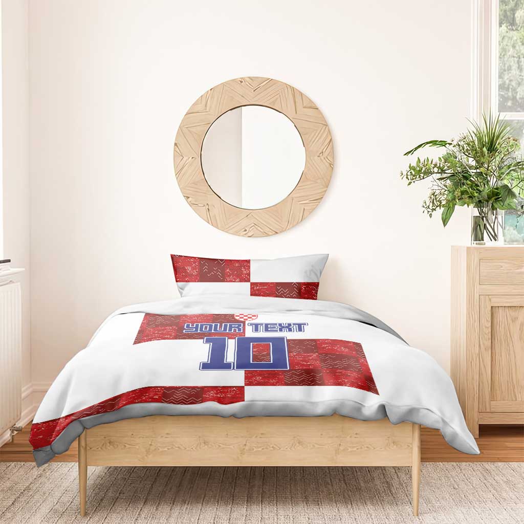 Custom Croatia Football Bedding Set Checkered Ones Sport Grunge Style