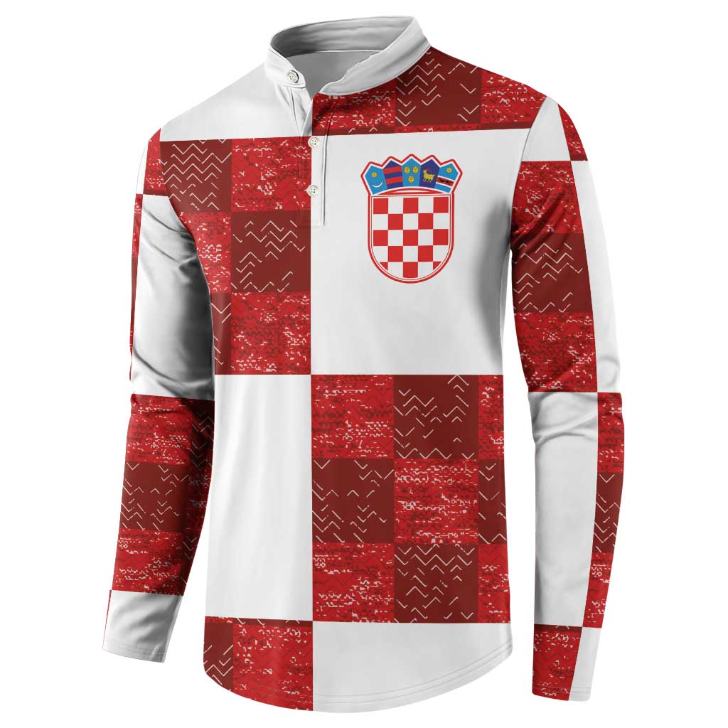 Custom Croatia Football Button Sweatshirt Checkered Ones Sport Grunge Style