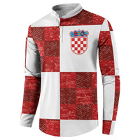 Custom Croatia Football Button Sweatshirt Checkered Ones Sport Grunge Style